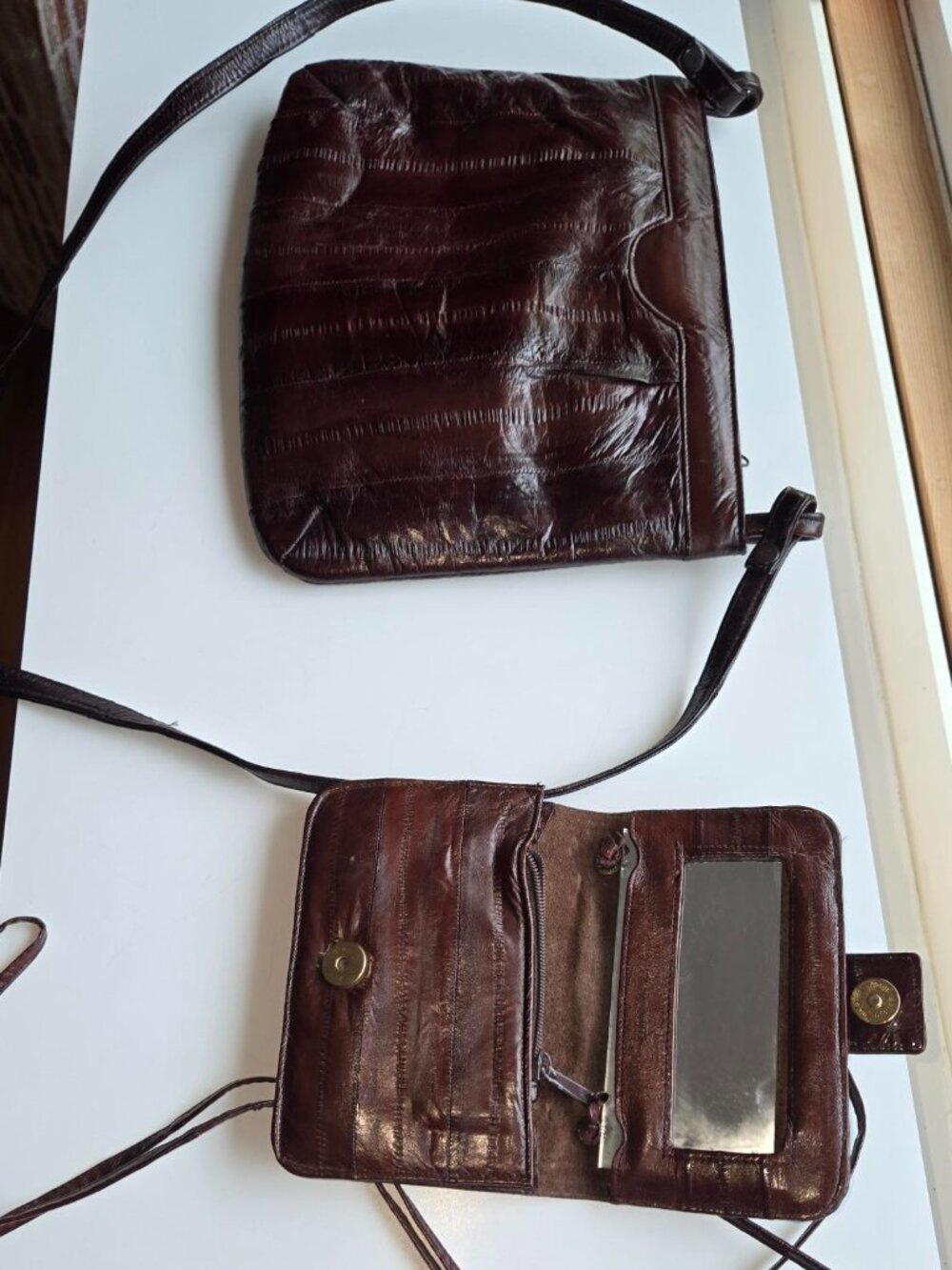 Genuine Eel Skin Purse Handbag & Change Purse - circa 1985
